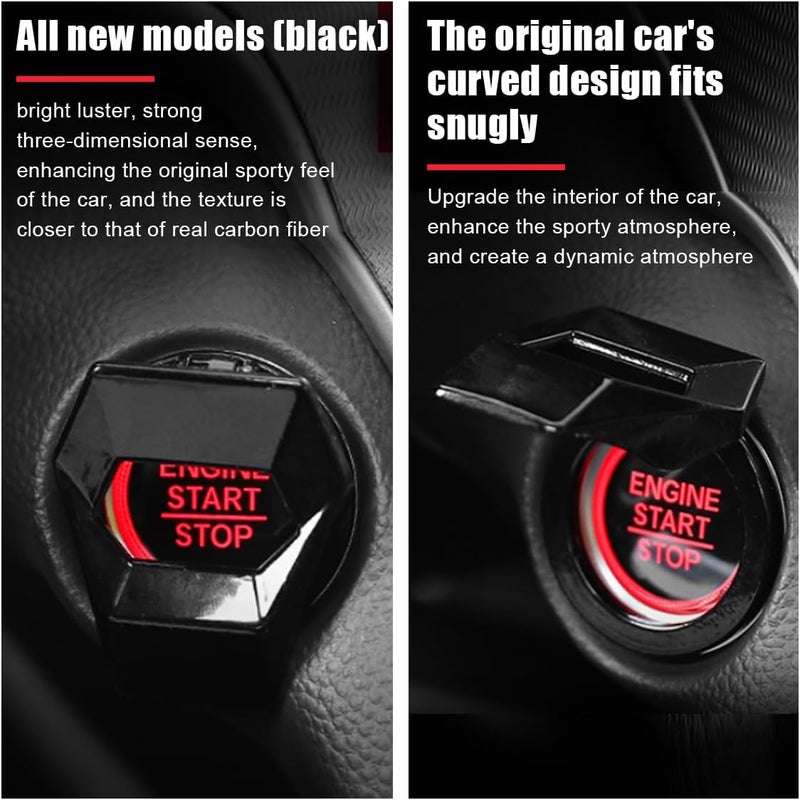 GLSOWEE Car Engine Start/Stop Button Cover, Zinc Alloy Car Push Button Start Cover Car Power Control Trim, Universal Key Ignition Switch Protective Cover for Cars, SUVs (Black) - Image 4